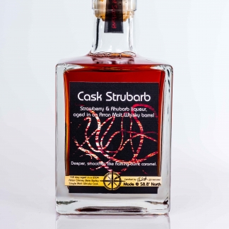 Strubarb strawberry and rhubarb liqueur aged in whisky barrel