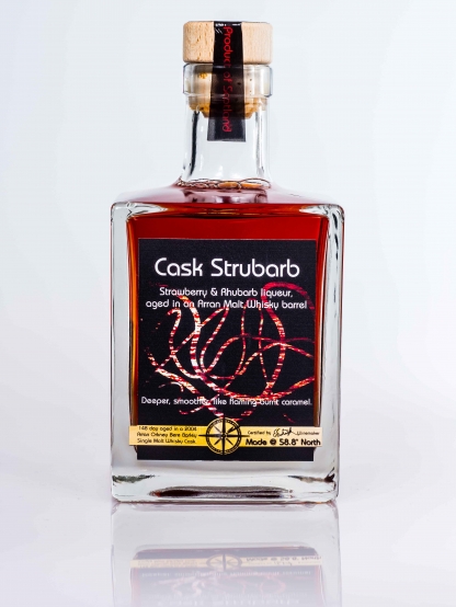 Strubarb strawberry and rhubarb liqueur aged in whisky barrel